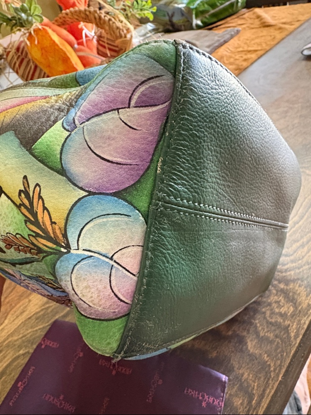 Anuschka Hand-Painted Cat Garden Shoulder Bag - Picture 6 of 16
